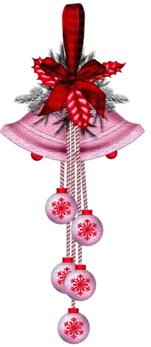 Bells.Ornaments.Silver.Red.Pink - PNG gratuit