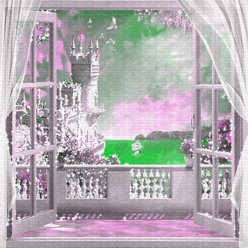 dolceluna animated balcony window castle - Zdarma animovaný GIF