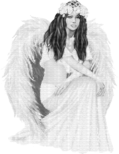 Y.A.M._Fantasy angel black-white - Бесплатный анимированный гифка