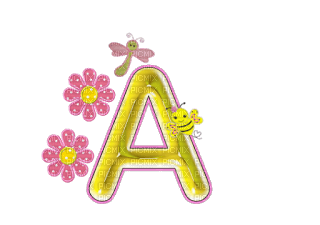 Kaz_Creations Alphabets Flowers-Bee Letter A - Free PNG