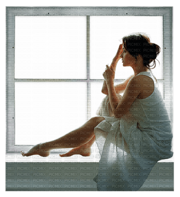 WOMAN-SITTING-WINDOW--MINOU52 - nemokama png