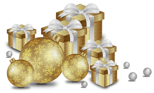 Cadeau present gift Noël christmas gold doré or - PNG gratuit
