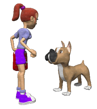 girl and dog - Zdarma animovaný GIF