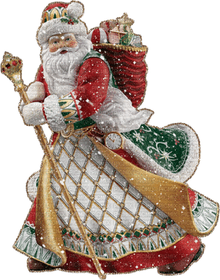 Christmas Santa Claus Gold Red White Gif - Bogusia - GIF animasi gratis