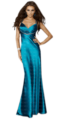 kvinna-blå-klänning - gratis png