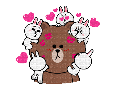 brown_&_cony love bunny bear brown cony gif anime animated animation tube cartoon liebe cher heart coeur - Ücretsiz animasyonlu GIF