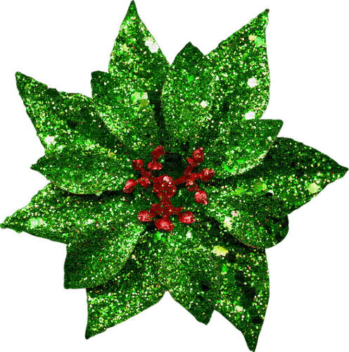 Christmas.Glitter.Flower.Red.Green - PNG gratuit