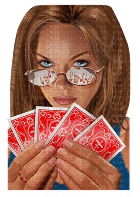 woman playing cards bp - 免费PNG