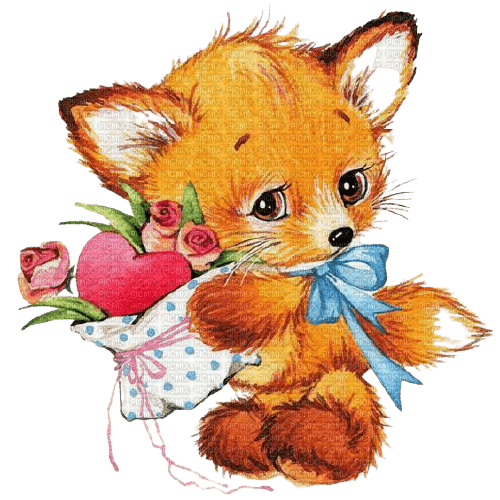 kikkapink fox vintage valentine - PNG gratuit