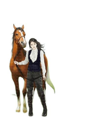 Femme avec un cheval - gratis png