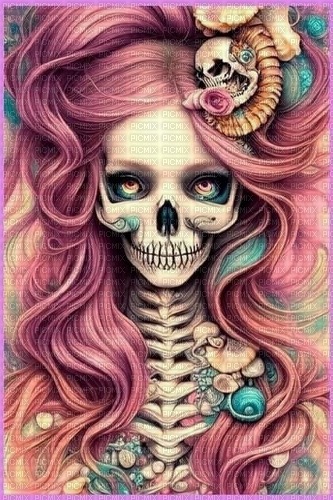 Pink skull - Free PNG