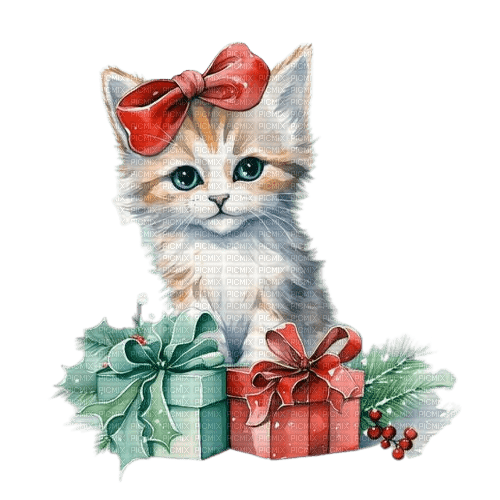loly33 chat  noël - 免费PNG