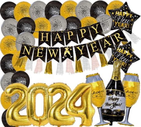 Happy new year 2024 - nemokama png