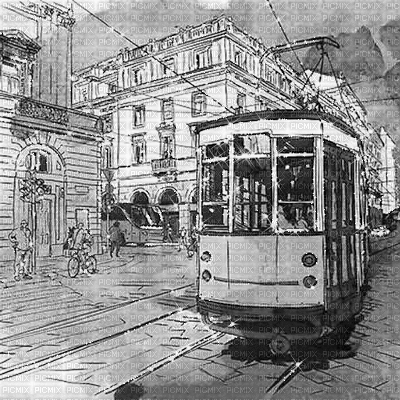 kikkapink background black white animated tram - Free animated GIF