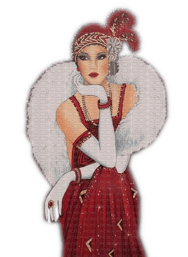 Rena Vintage Woman red white rot Weiß - ücretsiz png