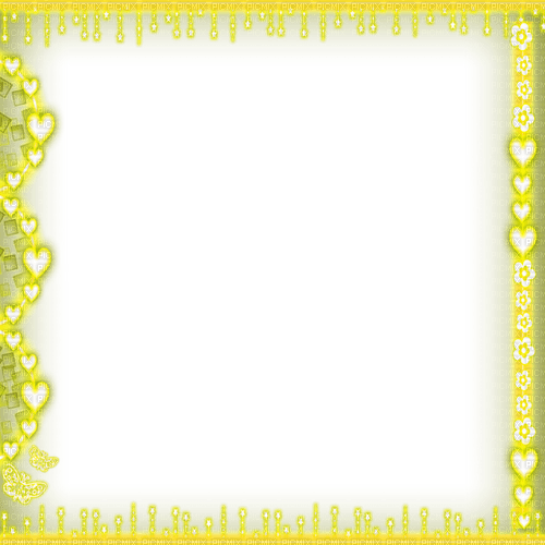 Frame.Flowers.Hearts.Stars.Yellow - ilmainen png