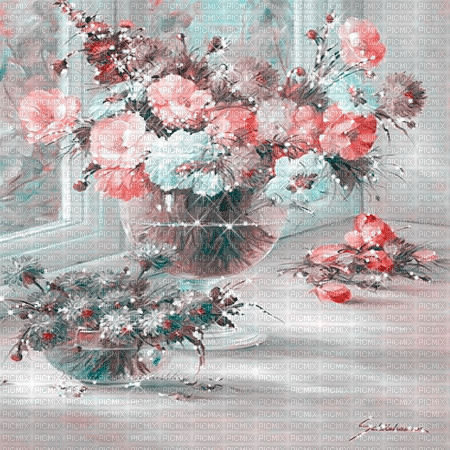 kikkapink background window spring pink flowers - Бесплатный анимированный гифка