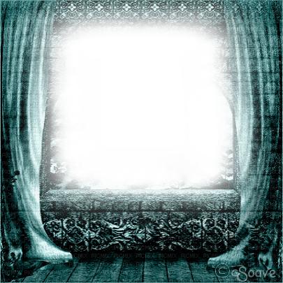soave frame vintage gothic curtain teal - δωρεάν png