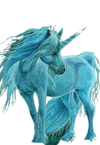 Vanessa Valo _crea=  blue unicorn - PNG gratuit