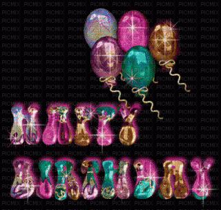 image encre animé effet néon scintillant brille ballons multicolore fractale deco edited by me - GIF animé gratuit