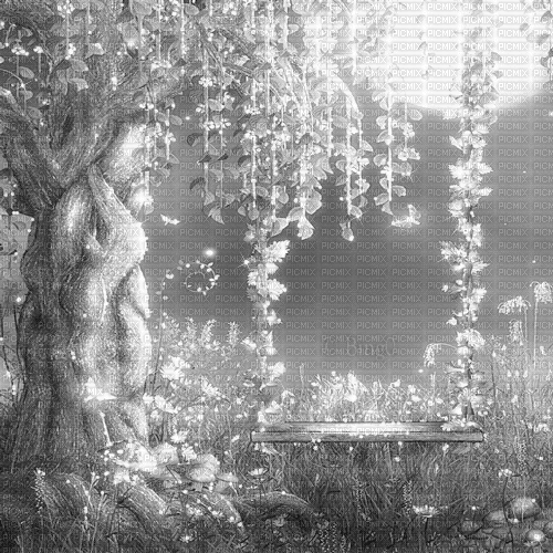 Y.A.M._Fantasy Landscape background black-white - 無料のアニメーション GIF