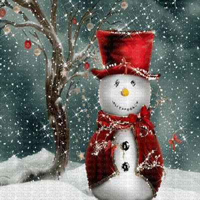 kikkapink animated snowman winter background - GIF animé gratuit