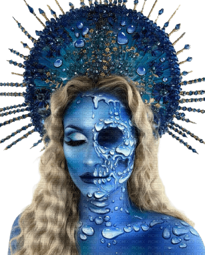 kikkapink gothic dark blue woman face - δωρεάν png