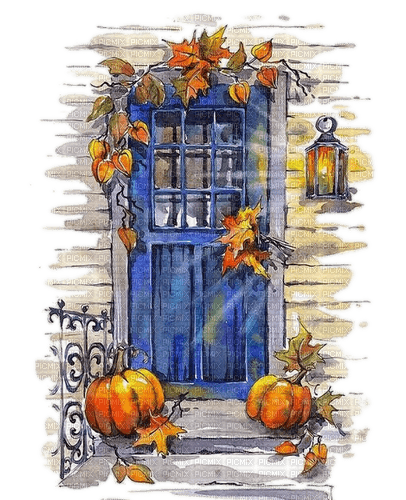 Tür, Kürbisse, Herbst - png gratis
