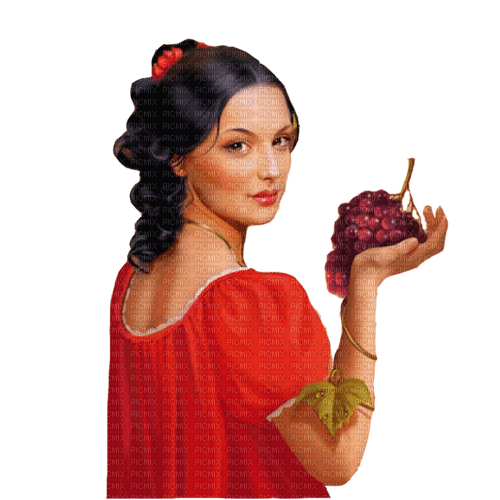 Девушка с виноградом - PNG gratuit