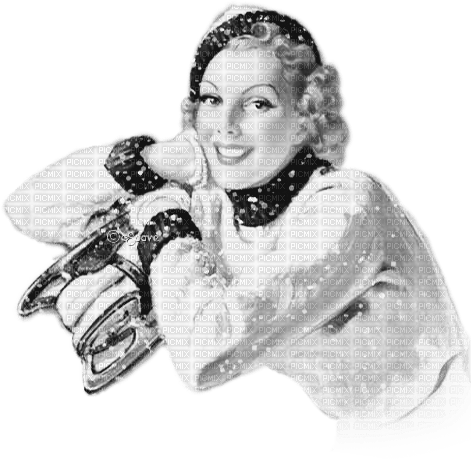 soave woman vintage pin up  skating ice winter - 免费PNG