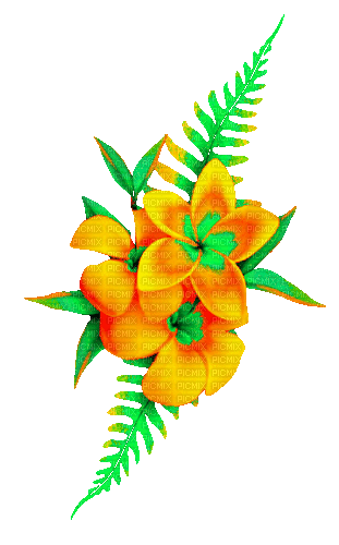 Animated.Flowers.Orange.Green - By KittyKatLuv65 - Free animated GIF