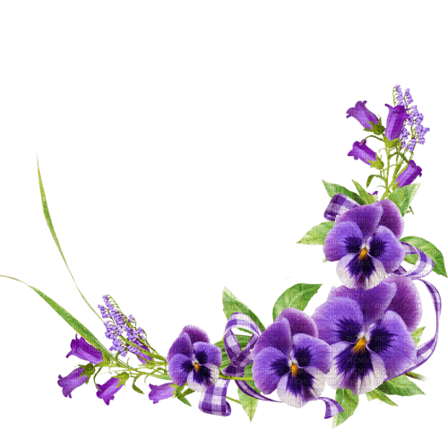 violets flowers corner, sunshine3 - zadarmo png