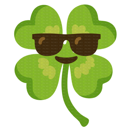 Emoji kitchen cool sunglasses lucky clover - zdarma png