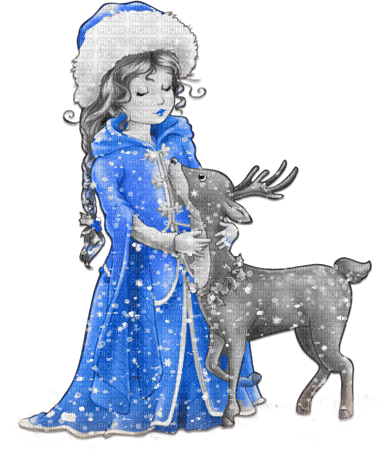 soave woman girl vintage christmas winter animals - PNG gratuit