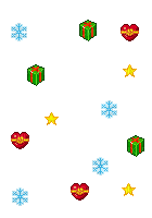 raining presents snowflakes stars pixel art gif - GIF animado grátis