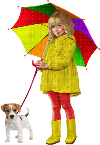 Children. Girl with an umbrella. Autumn. Rain. - darmowe png
