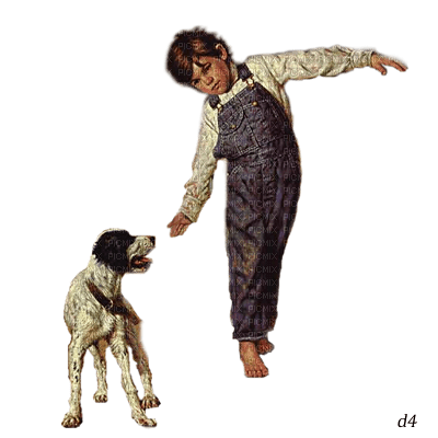 country children with dog vintage dubravka4 - kostenlos png