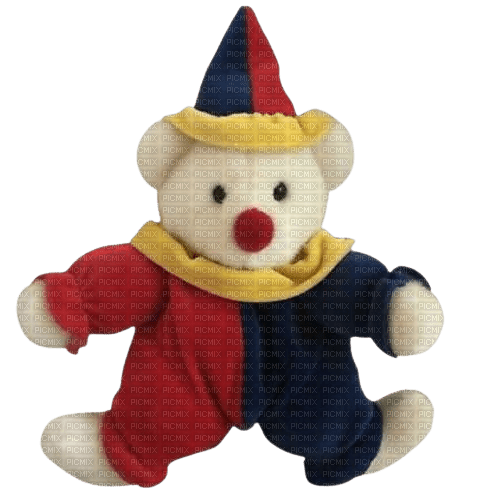 cute clown bear stuffed animal blue red yellow - bezmaksas png