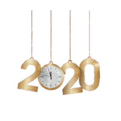 new year 2020 silvester number  text la veille du nouvel an Noche Vieja канун Нового года gold tube - 免费PNG