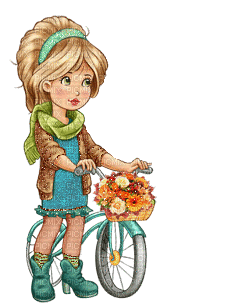 dziewczynka z rowerem - Безплатен анимиран GIF
