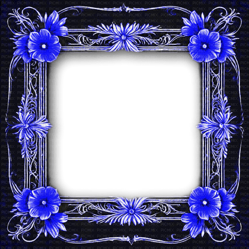 ♡§m3§♡ hard blue gothic frame flowers - zadarmo png