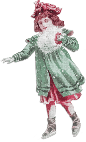 soave girl children vintage skating ice winter - png gratuito