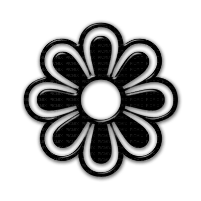 deco-rounded-glossy-black-flower - darmowe png