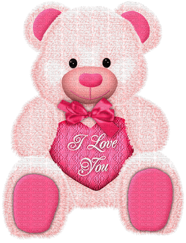 Teddy.Bear.Heart.Love.Text.Pink - 免费PNG