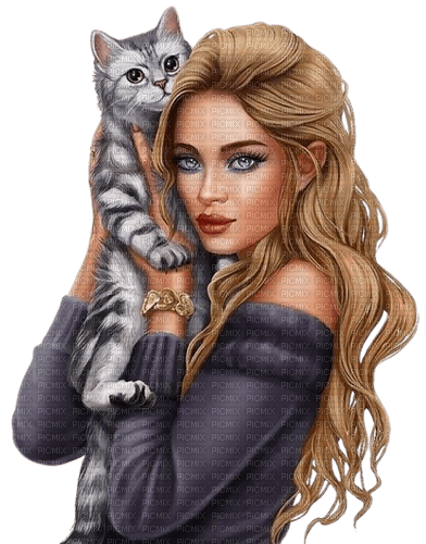 Femme avec un chat - ingyenes png