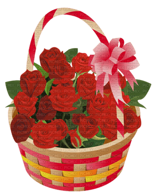 Kaz_Creations Valentine Deco Love Hearts Basket Flowers - png ฟรี