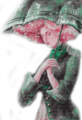 Y.A.M._Autumn vintage woman umbrella - ilmainen png