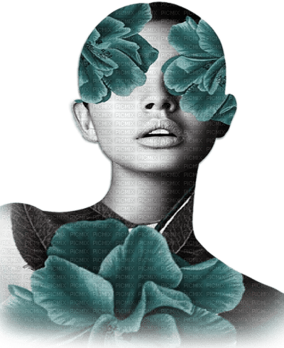 soave woman face flowers surreal fashion black - фрее пнг