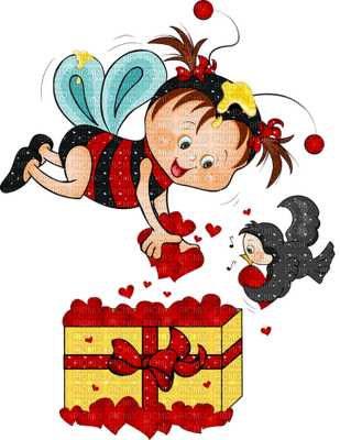 Kaz_Creations Cute Love St.Valentines Day Hearts Bees - kostenlos png