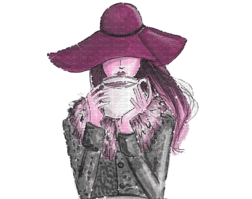 dolceluna woman purple gif glitter coffee animated - Бесплатни анимирани ГИФ